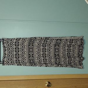 Patterned Charlotte Russe floor length skirt with double slits, size medium